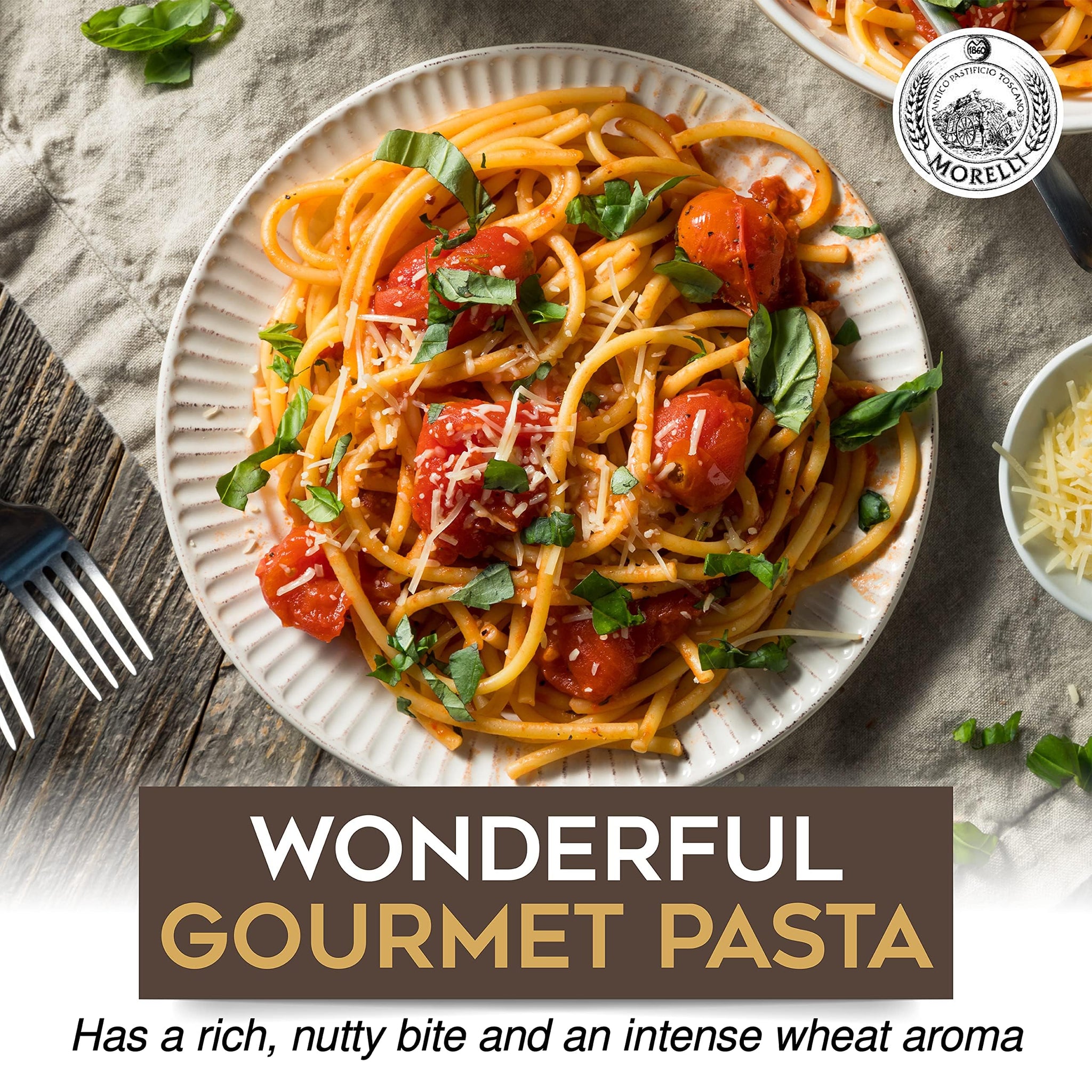 Morelli Bucatini Pasta Noodles - Premium Organic Italian Pasta from Italy - Handcrafted, Family Owned Gourmet Brand - Made with Durum Wheat Semolina