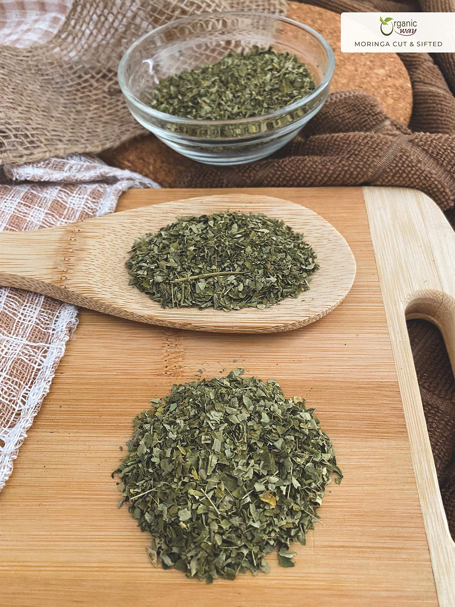 Organic Way Moringa/Drumstick Leaf Cut & Sifted (Moringa oleifera) | Herbal Tea - Organic & Kosher Certified | Vegan | Non GMO & Gluten Free | USDA
