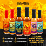 Mythical Meats Hot Sauce 6 Pack Gift Box - Small Batch Made with Natural Ingredients - Gluten Free, Non-GMO - (6) 5 OZ. Bottles