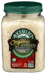 RiceSelect Organic Jasmati Rice, Premium Long Grain Organic American Jasmine Rice for Asian-Inspired Recipes, Gluten-Free, Non-GMO, Kosher, 32oz Jar (Pack of 1)