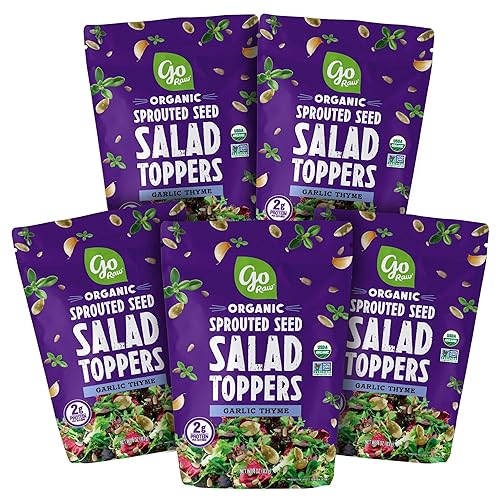 Go Raw Pumpkin & Sunflower Seed Mix, Garlic Thyme Salad Topper, Keto, Vegan, Gluten Free, Organic, 4 Oz., Pack of 5