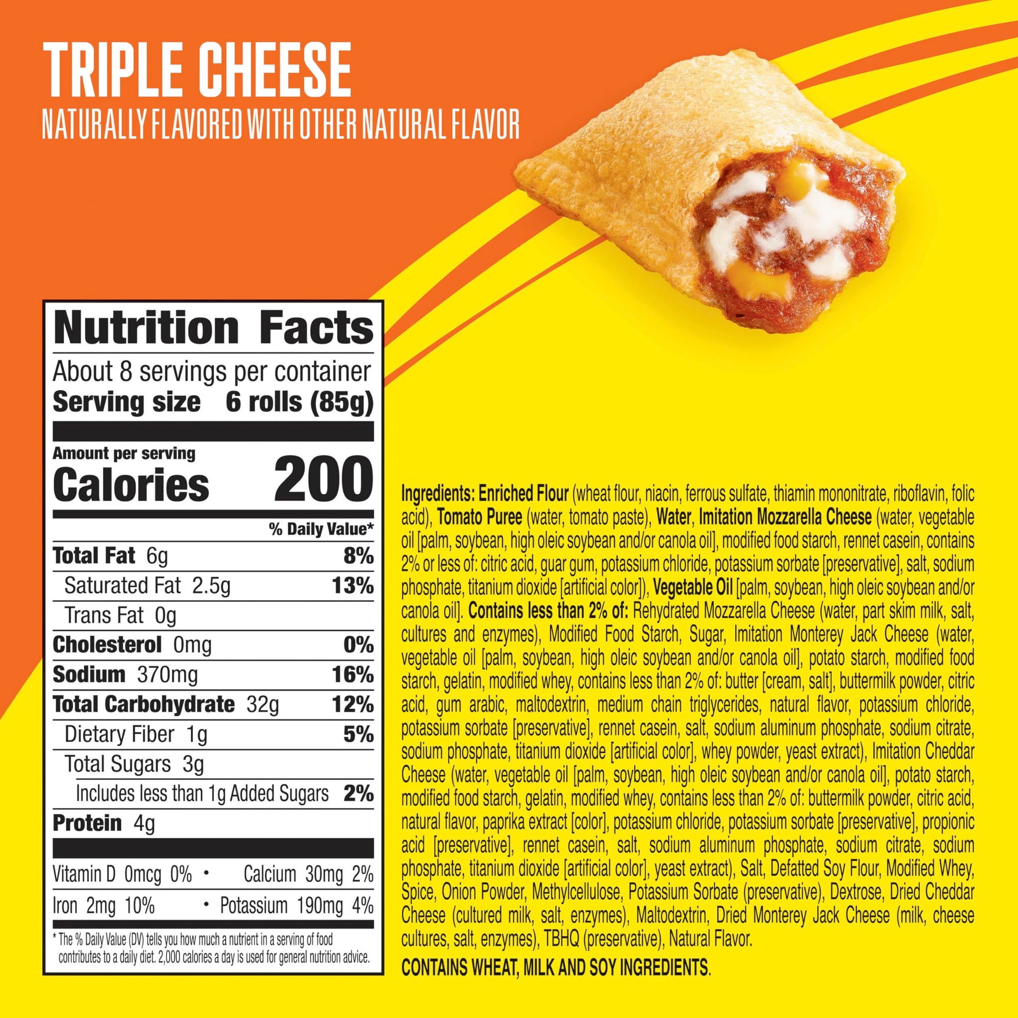 Totino's Pizza Rolls, Triple Cheese Flavored, Frozen Snacks, 50 Rolls, 24.8 oz