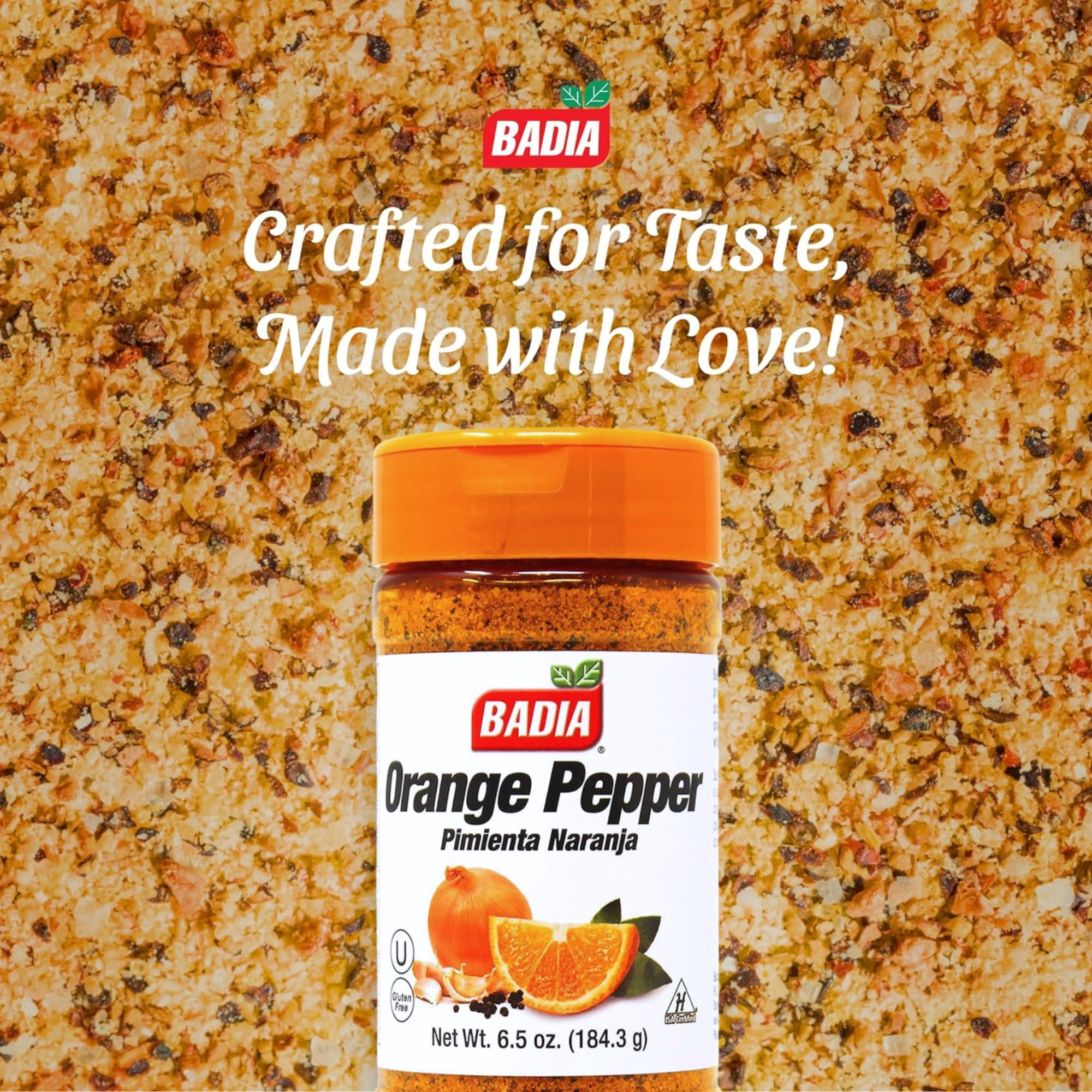 Badia Orange Pepper Seasoning, 6.5 oz - Pepper, Garlic & Onion, Zesty Citrus Blend for Chicken, Seafood & Vegetables