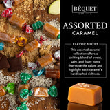 Béquet Assorted Caramels - Gourmet Individually Wrapped Candy Variety Pack - Celtic Sea Salt, Salt Chocolate, Classic Vanilla, Butterscotch, Green
