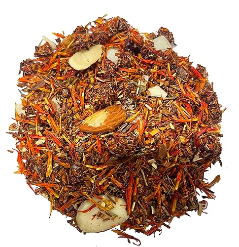 Nelson's Tea Cherry Almond Rooibos Loose Leaf Tea: Blend of Green and Red Rooibos, Chopped Almonds, and Safflower - Almond Tea Experience with Sweet