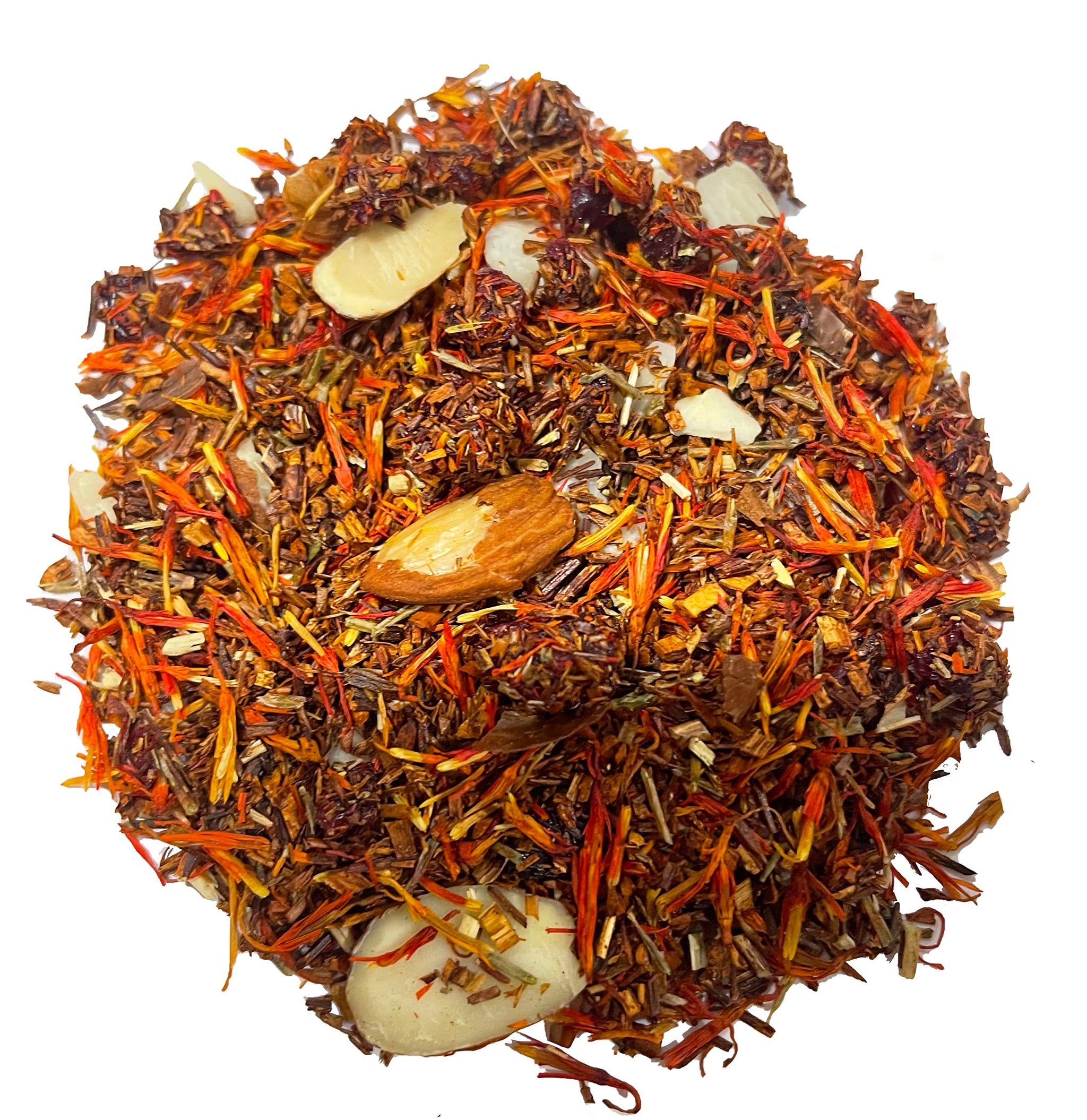 Nelson's Tea Cherry Almond Rooibos Loose Leaf Tea: Blend of Green and Red Rooibos, Chopped Almonds, and Safflower - Almond Tea Experience with Sweet