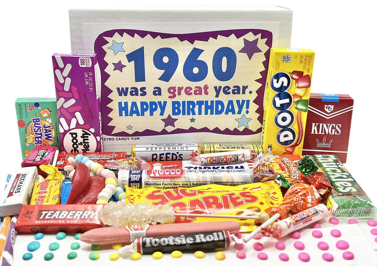 1960 Retro Candy Gift Box, 66th Birthday Gift for Men & Women