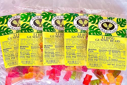 (Pack of 5) Hawaiian Tradition Li Hing Gummy Bears 4 Oz.
