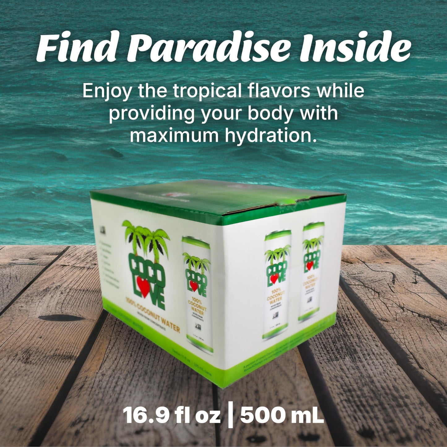 Coco Love 100% Coconut Water | 16.9 Fl Oz - 500 ml (12 Pack)