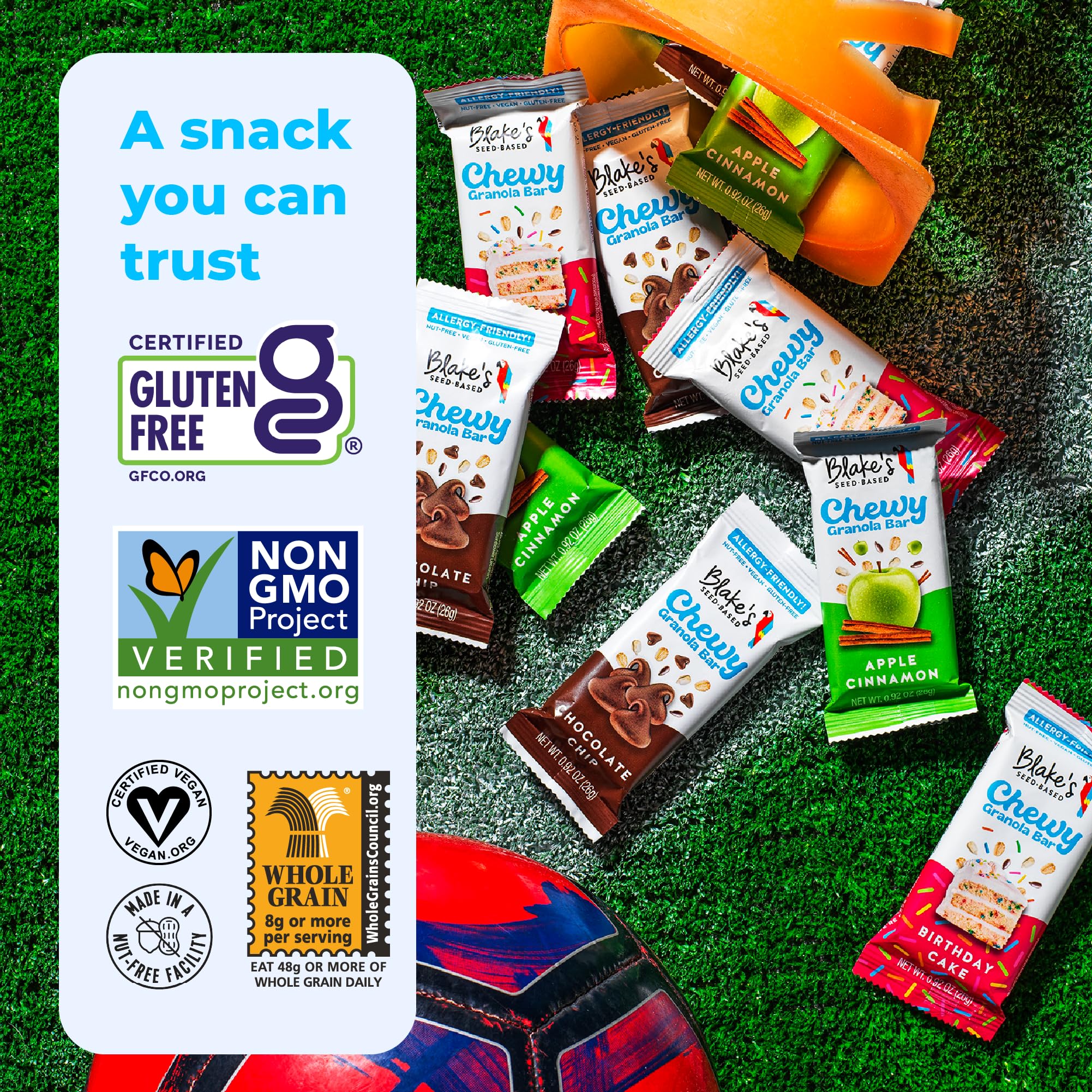 [3 Pack] Blake's Seed Based Apple Cinnamon Chewy Granola Bars + Squishy Stress Toy