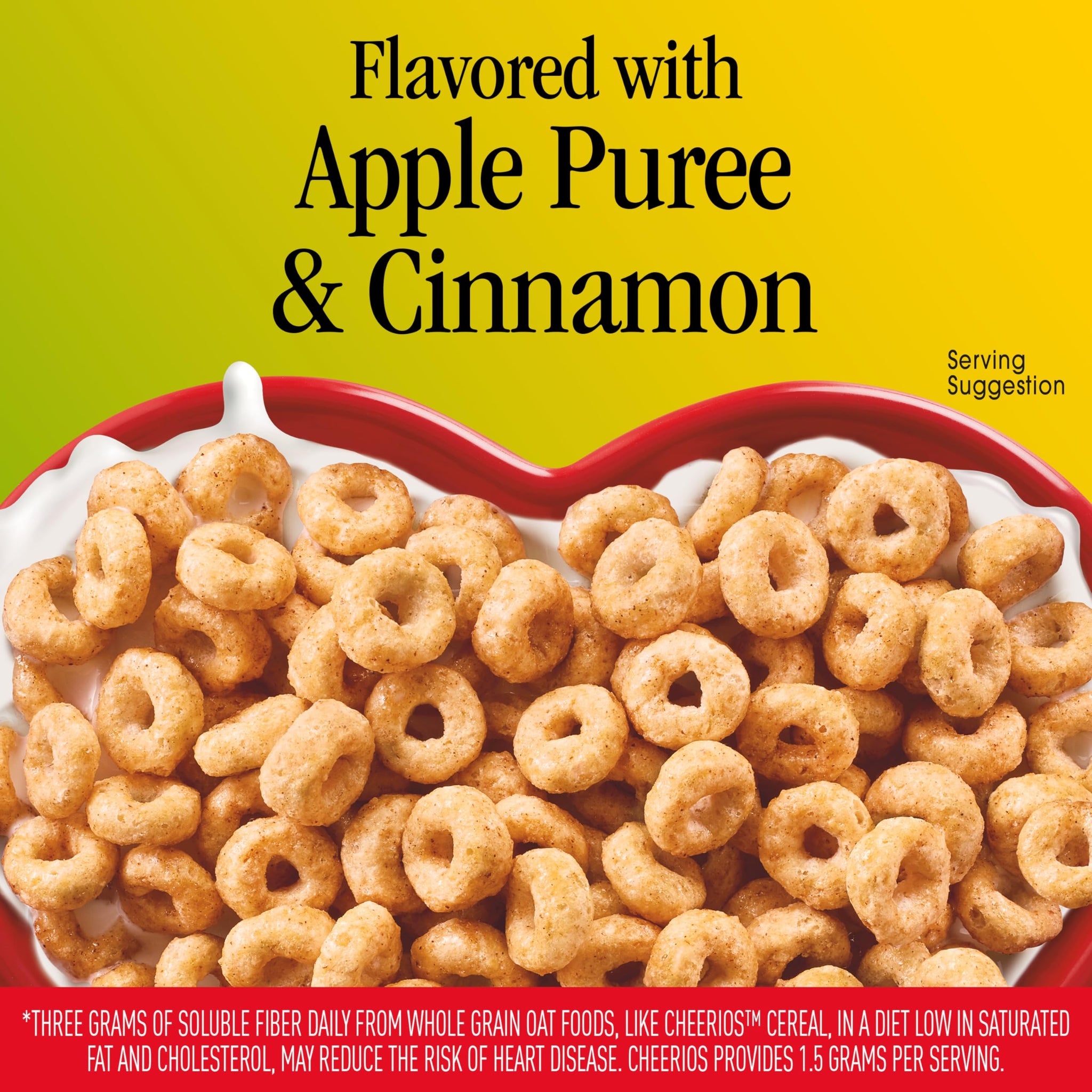 Apple Cinnamon Cheerios, Heart Healthy Gluten Free Cereal, Made with Whole Grain Oats, Family Size, 19 oz