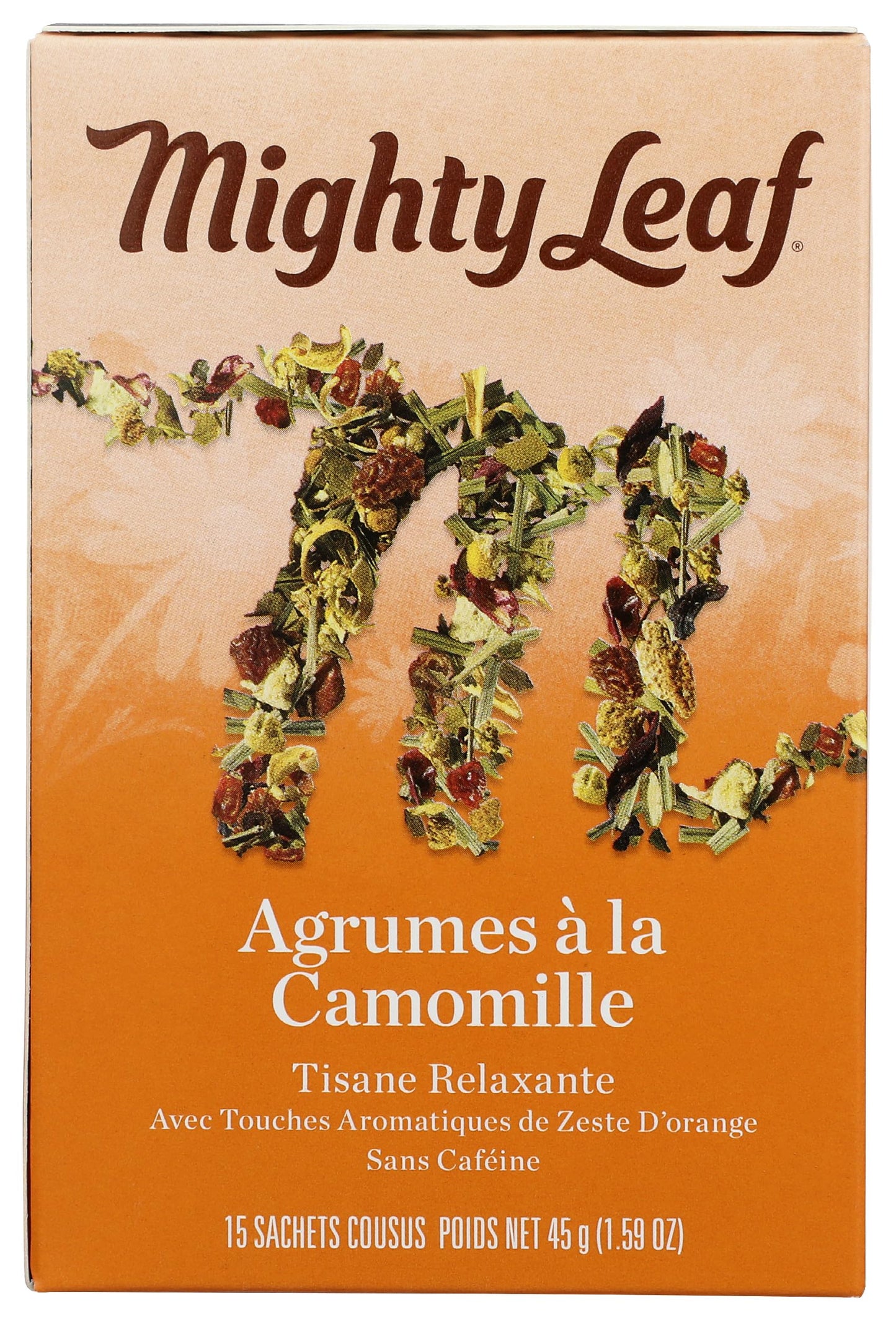 Mighty Leaf Tea, Herbal Whole Leaf Tea Bags - Chamomile Citrus - Caffeine Free - Blended with Orange & Lemongrass - 15 Count