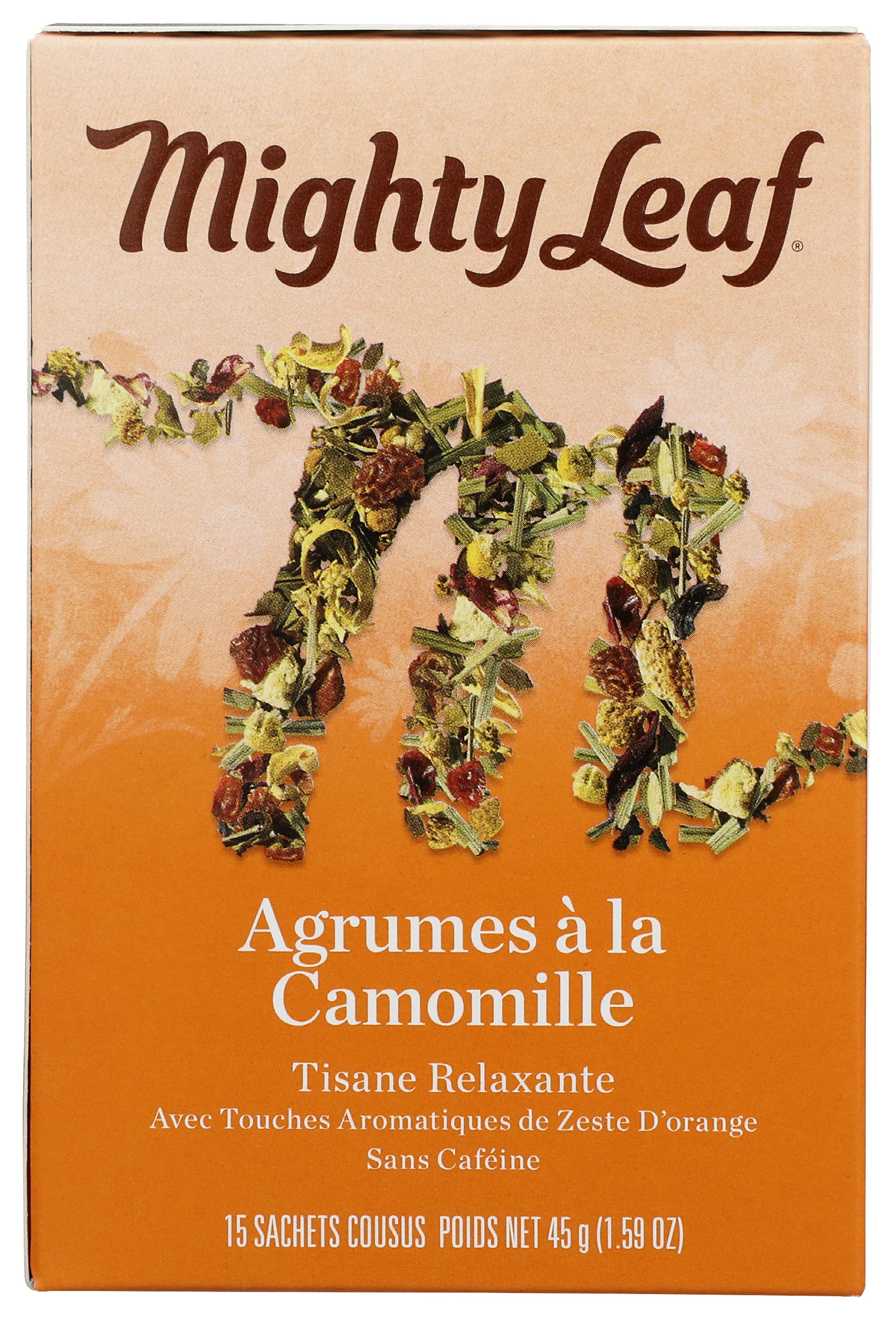 Mighty Leaf Tea, Herbal Whole Leaf Tea Bags - Chamomile Citrus - Caffeine Free - Blended with Orange & Lemongrass - 15 Count