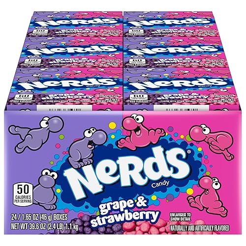 Nerds Candy, Grape & Strawberry, 1.65 Ounce Treat-Size Theater Candy Boxes (Pack of 24)