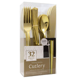 JAM Paper Premium Cutlery - Assorted Utensils Set - Metallic Gold - 32 Disposable Utensils/Box