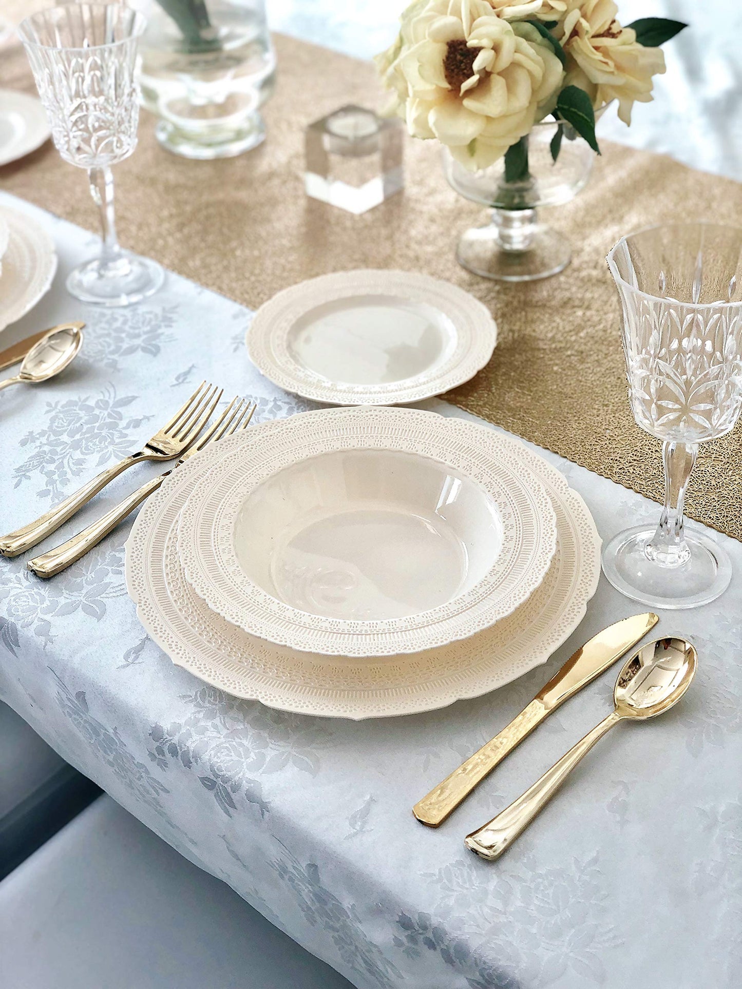 OCCASIONS 240 Piece Heavy Duty Disposable Plastic Dessert Plates 7 Inch - Premium Reusable Party Plates for Wedding, Event, Party Supplies - BPA Free