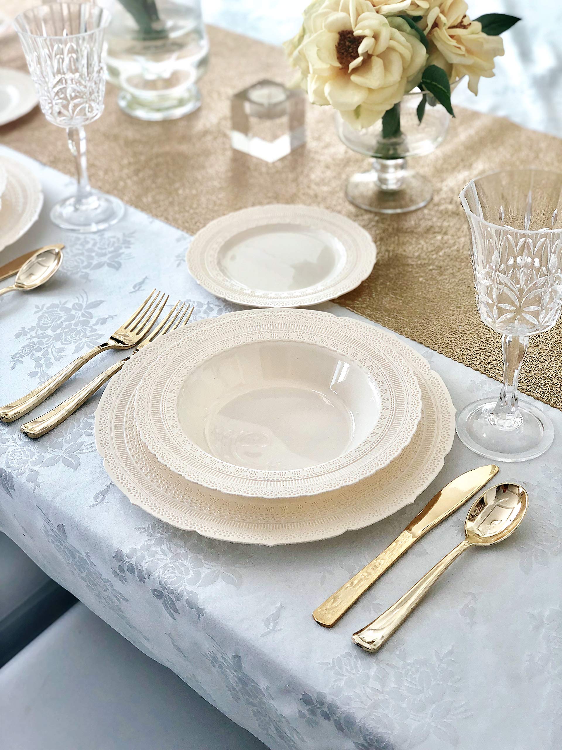 OCCASIONS 240 Piece Heavy Duty Disposable Plastic Dessert Plates 7 Inch - Premium Reusable Party Plates for Wedding, Event, Party Supplies - BPA Free