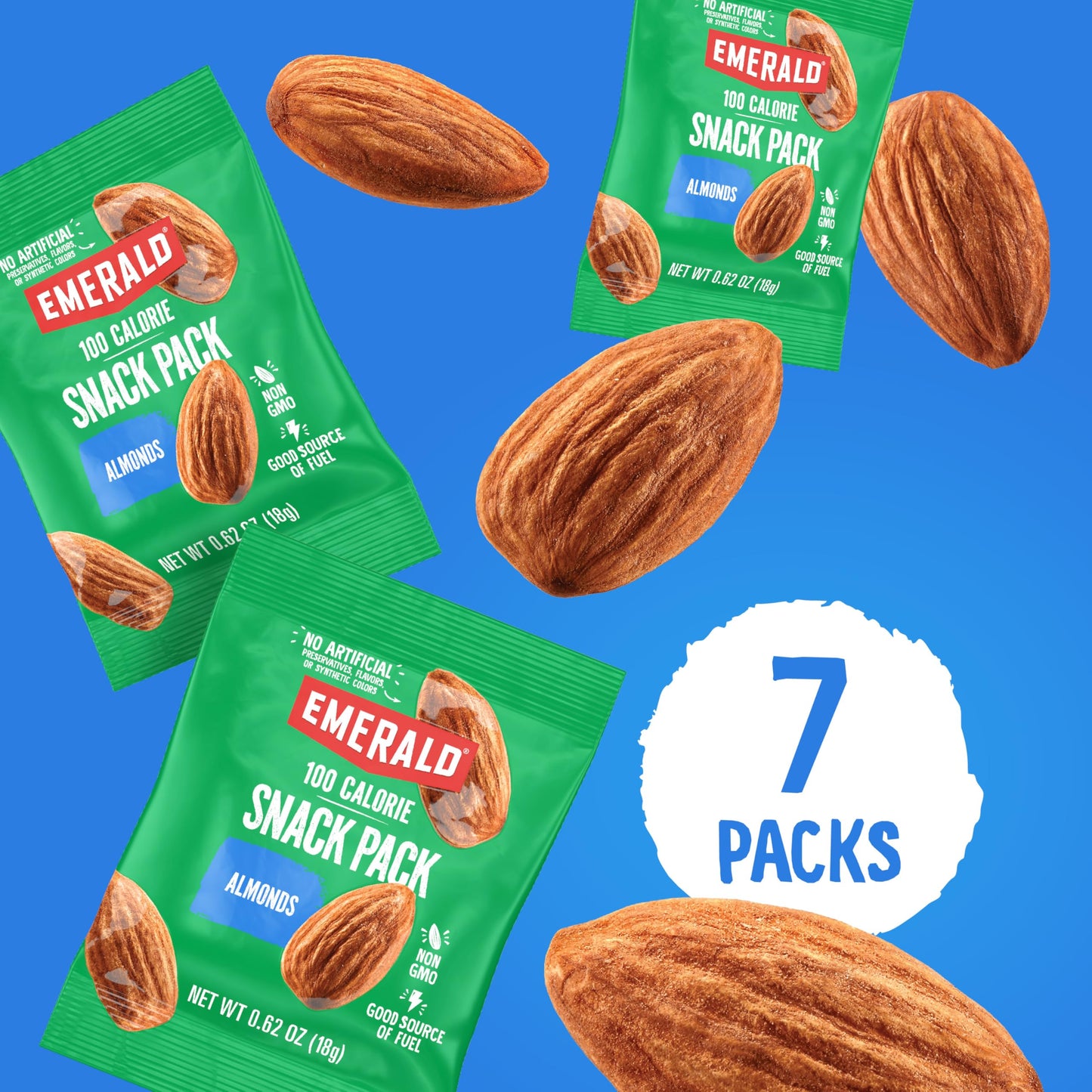 100 Calorie Pack All Natural Almonds, 0.63 oz Packs, 7/Box