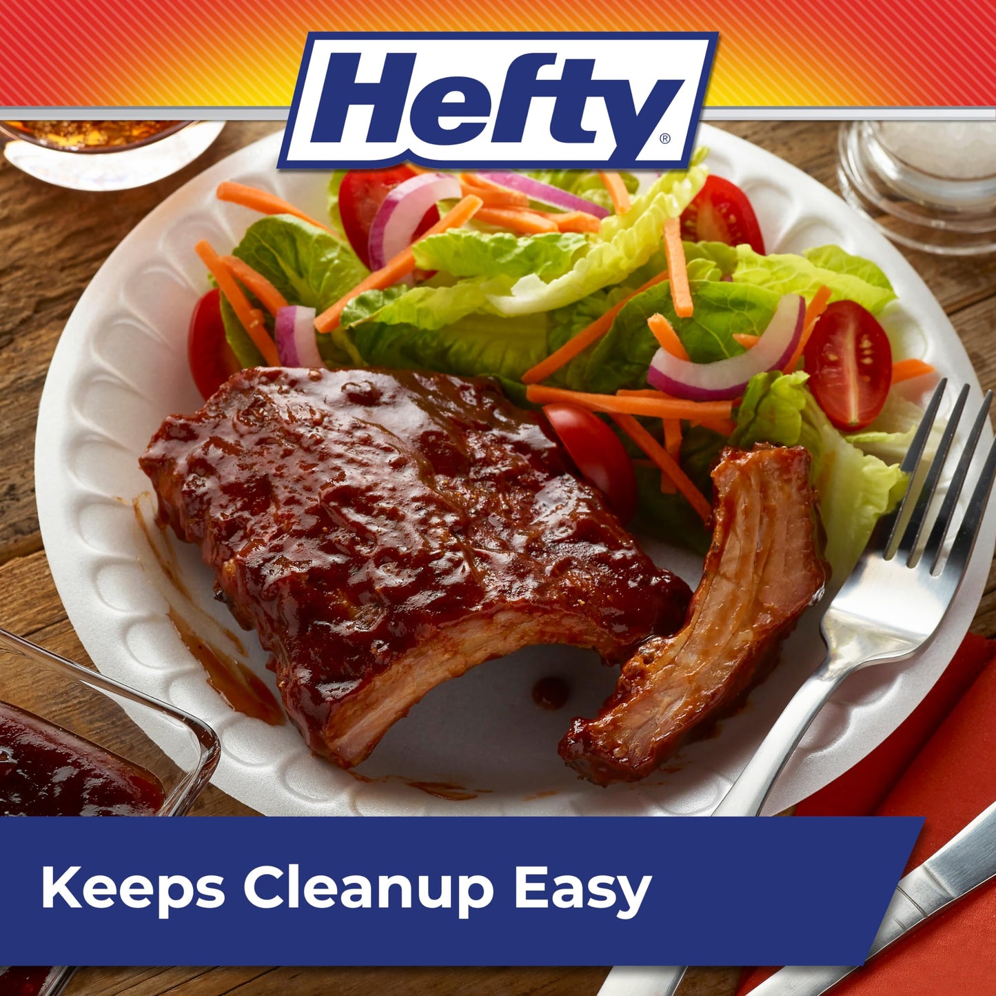 Hefty Everyday Soak Proof Disposable Foam Plates, 8.9 Inches, 100 Count, Disposable White Plates for Lunch, Salads, and Appetizers, Great for Everyday