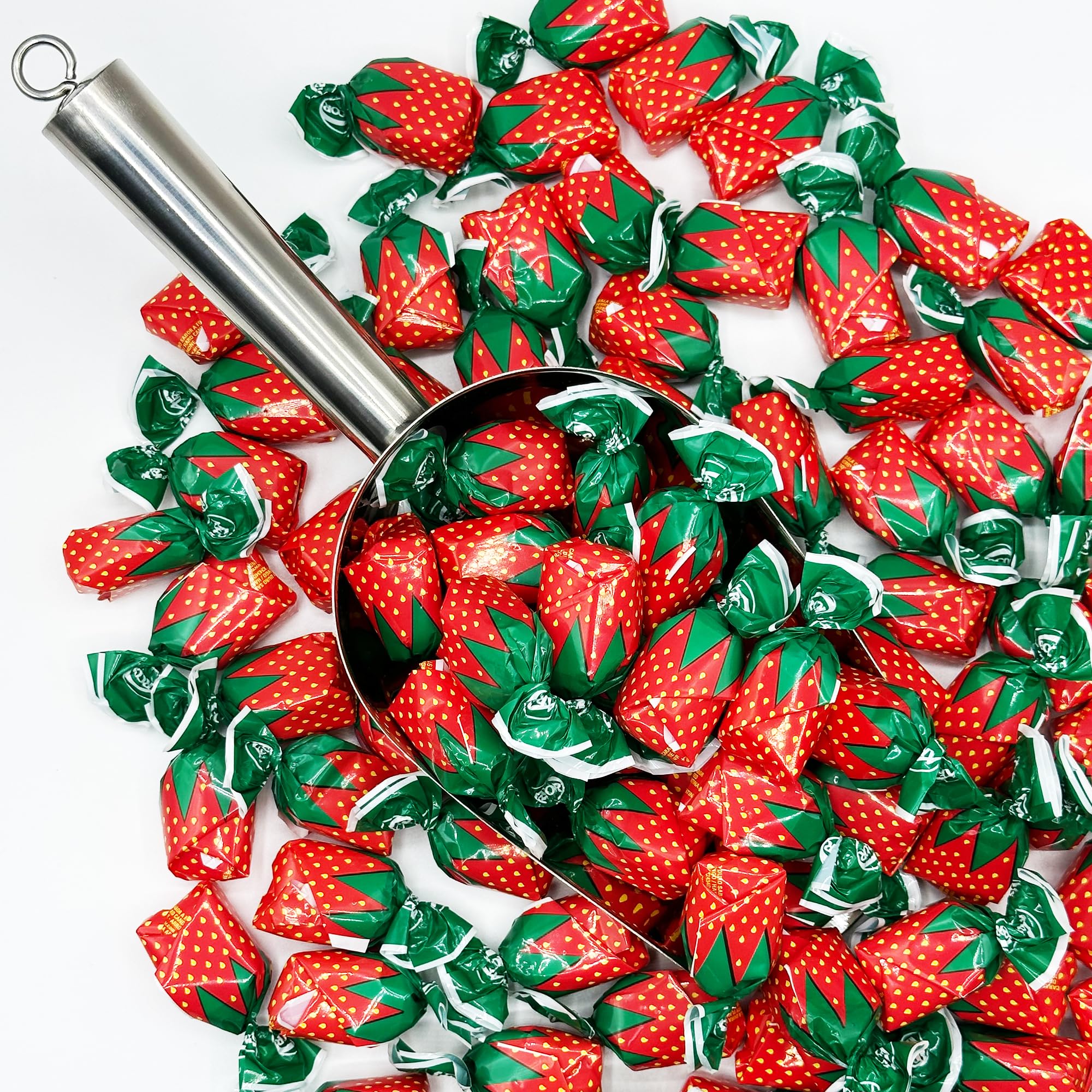 Strawberry Filled Hard Candy - Individually Wrapped Strawberry Bon Bons Candy 2 Pound Bulk Bag, Red