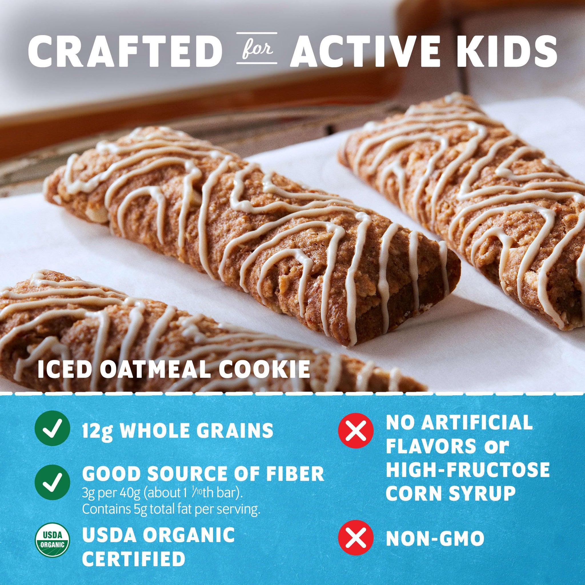Zbar - Iced Oatmeal Cookie - Soft-Baked Energy Snack Bars - Non-GMO - 12g Whole Grains - USDA Organic Granola Bars - Snacks for Kids (6 Pack)