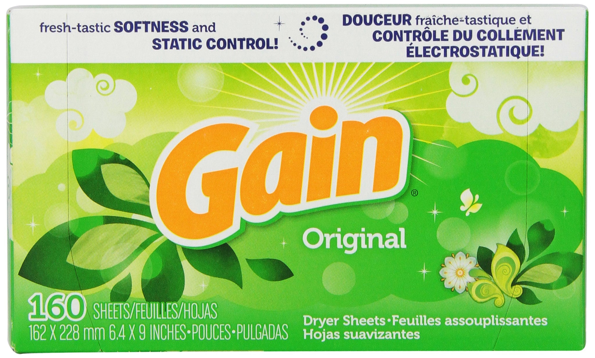 Gain with Freshlock Original Dryer Sheets, 160 Count