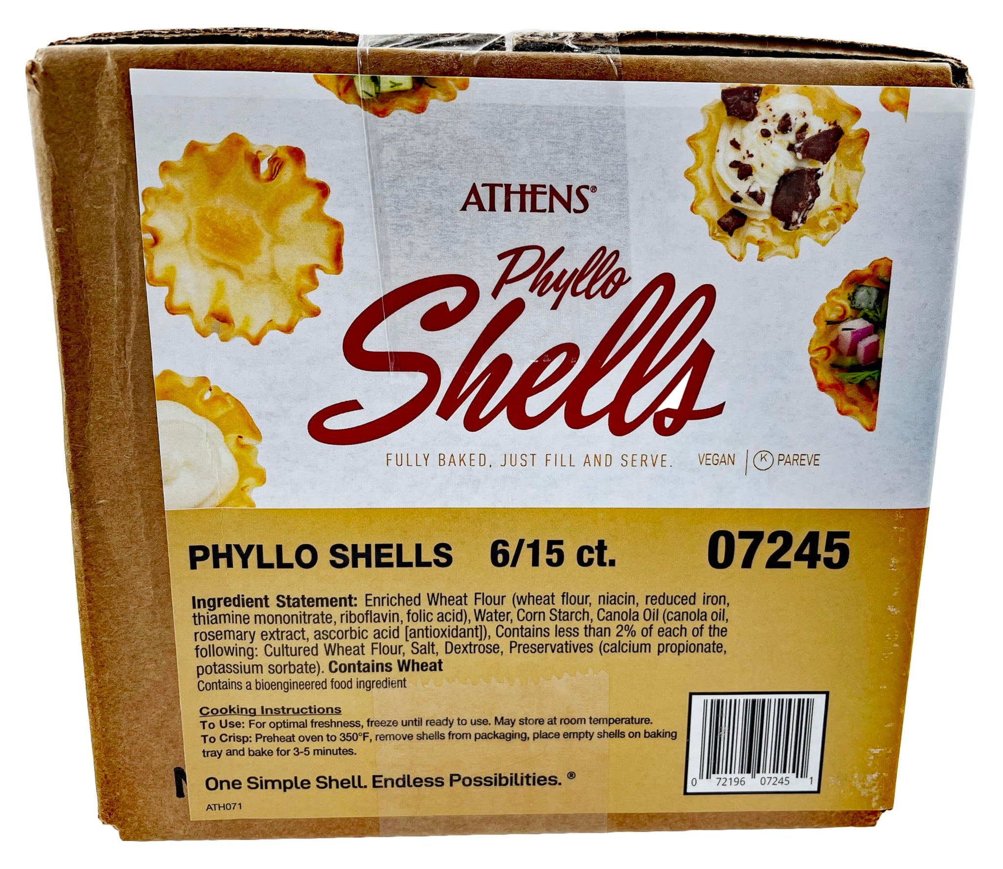 Athens Foods Mini Fillo Dough Shells 15 Per Box (6 Boxes)