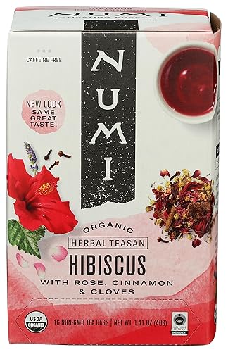 Numi Tea Organic Hibiscus Tea, 16 Herbal Tea Bags, Caffeine Free