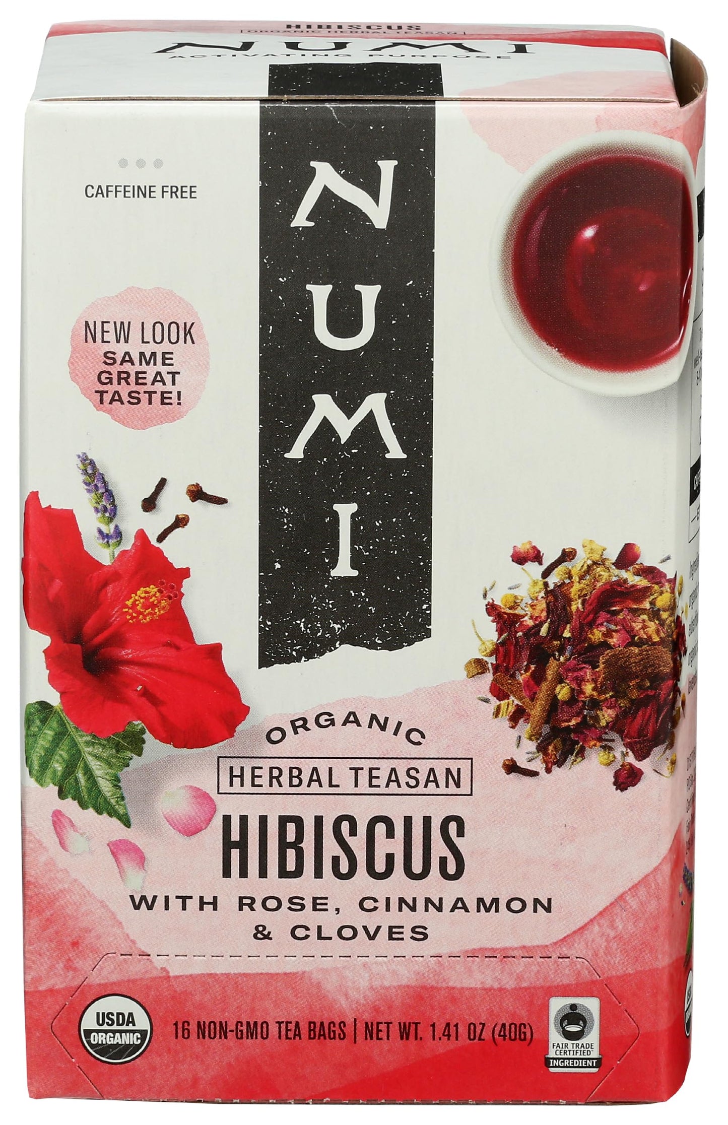 Numi Tea Organic Hibiscus Tea, 16 Herbal Tea Bags, Caffeine Free