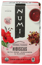 Numi Tea Organic Hibiscus Tea, 16 Herbal Tea Bags, Caffeine Free