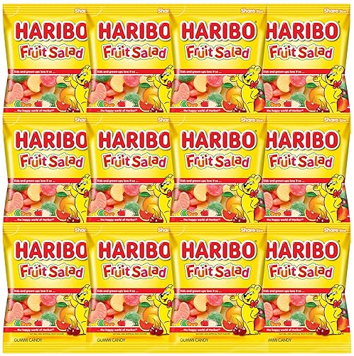 Haribo Fruit Salad Gummy Candy, 4 Ounce Bag (Pack of 12)