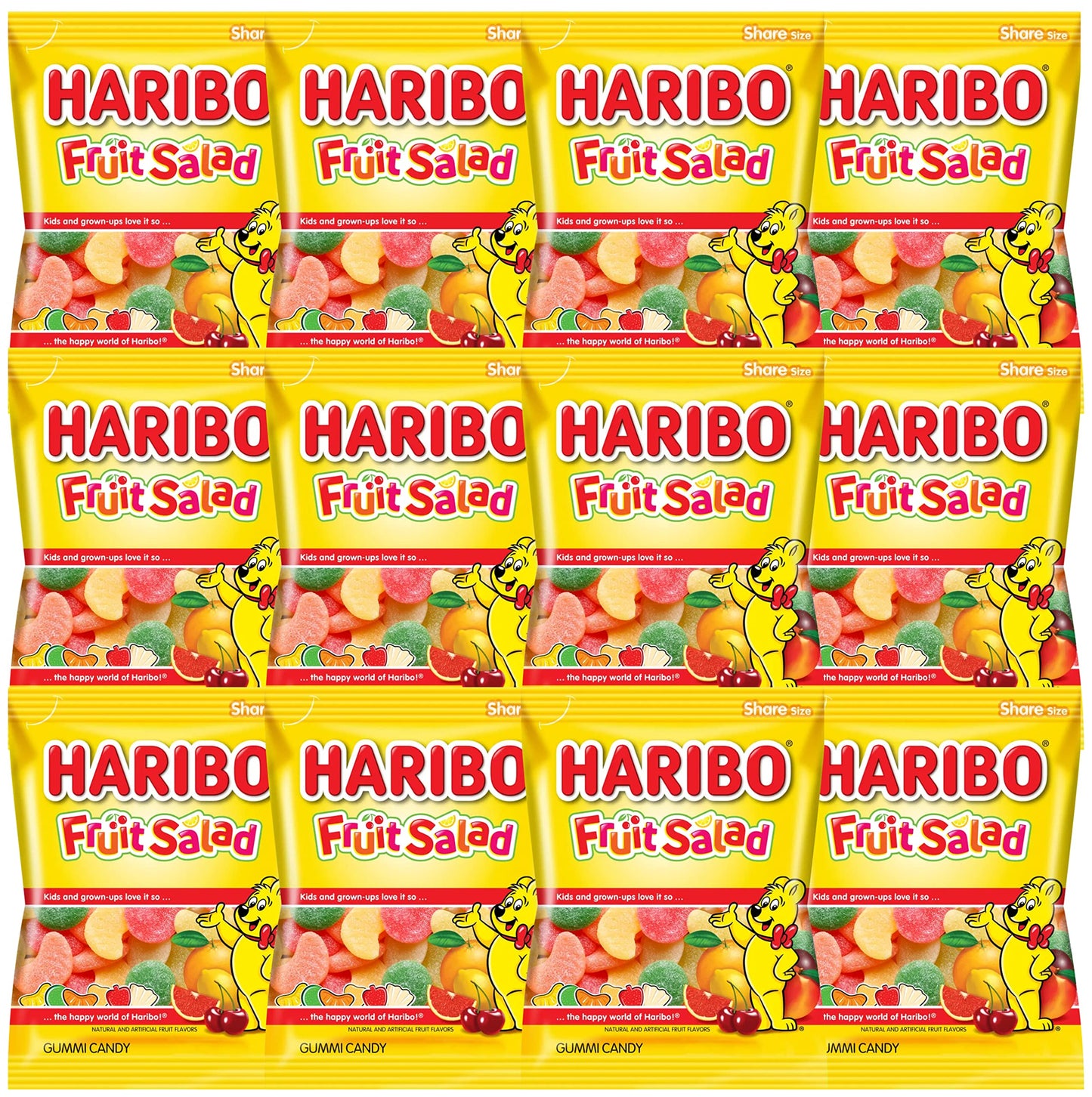 Haribo Fruit Salad Gummy Candy, 4 Ounce Bag (Pack of 12)