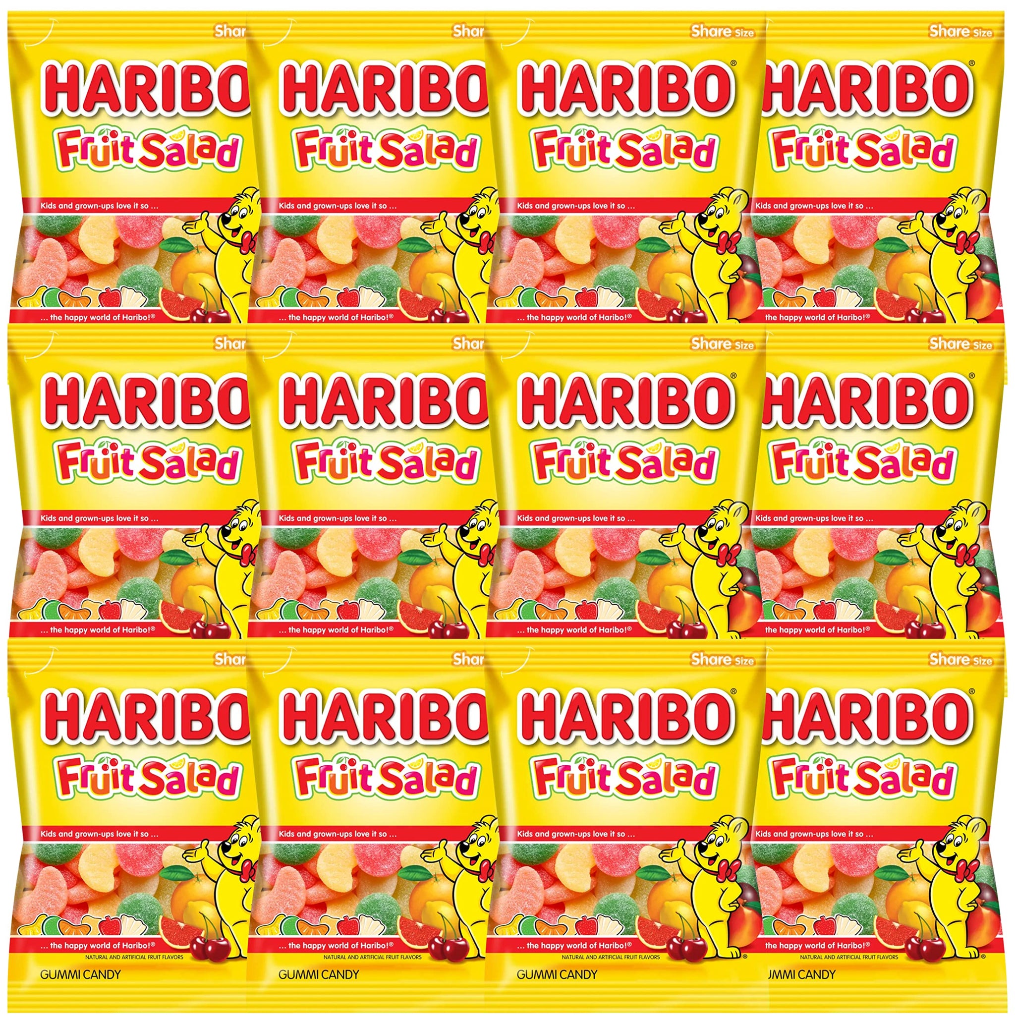 Haribo Fruit Salad Gummy Candy, 4 Ounce Bag (Pack of 12)