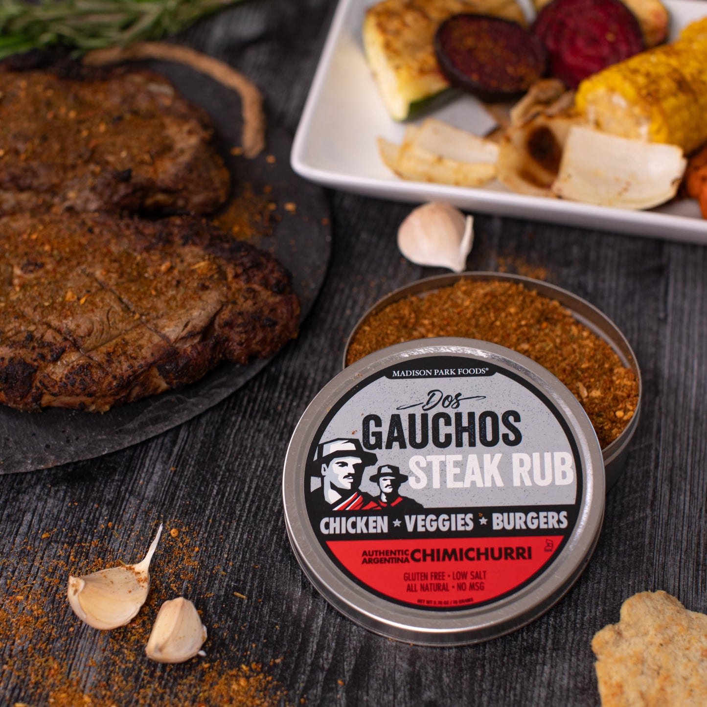 2-Dos Gauchos Argentinian Steak Rub - Authentic Chimichurri Dry Spice Blend and Marinade Mix for Grilling, Smoking, Roasting - All-Natural