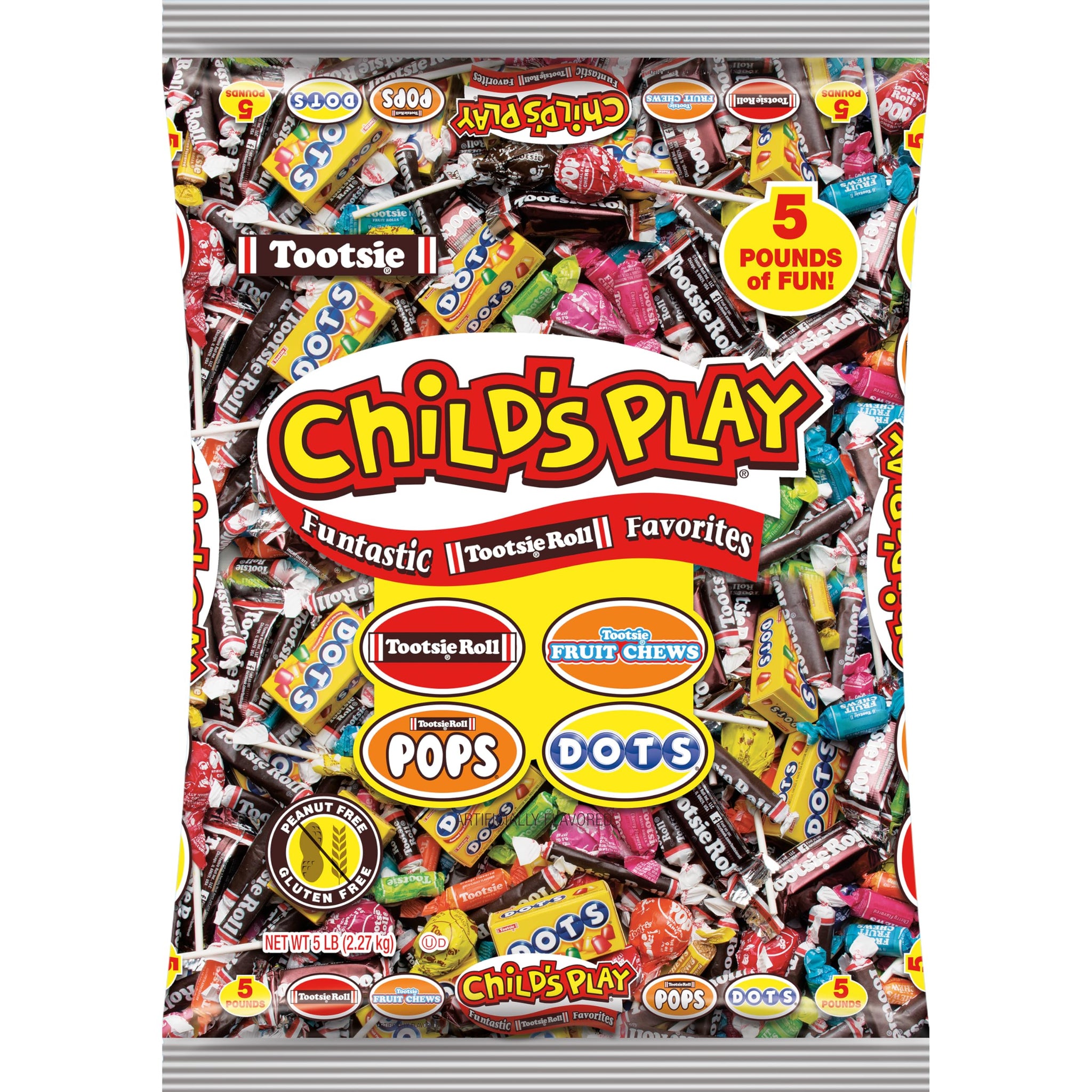 Tootsie Roll Child's Play Candy Favorites - Made in USA - 5 Pounds of Individually Wrapped Party Candy - Funtastic Variety Mix Bag - Peanut Free