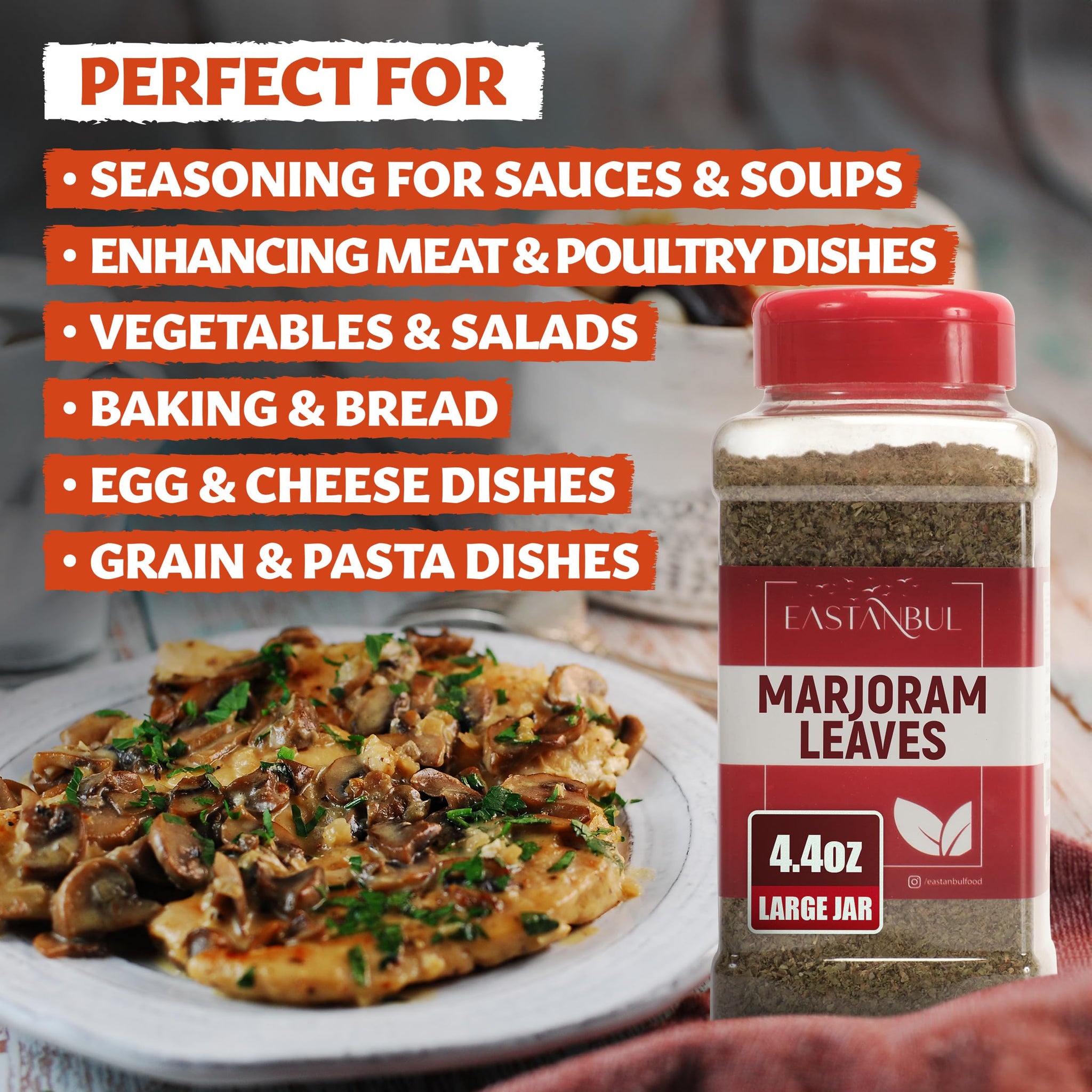Eastanbul Marjoram, 4.41oz, Dried Marjoram Spice, Seasoning for Cook and Tea, Mejorana, Majoram, Mediterranean Seasoning, Natural, Gluten Free, Vegan