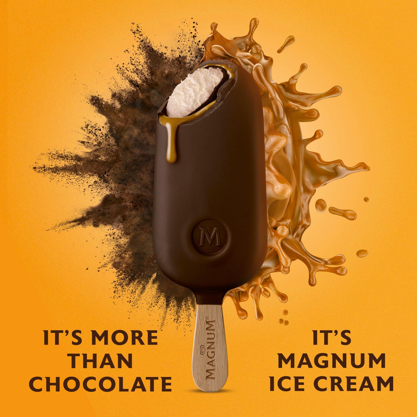 Magnum Ice Cream Bars 3 Count Double Caramel For a Creamy Frozen Dessert Made with Premium Milk Chocolate, 44% Cacao 9.13 Oz