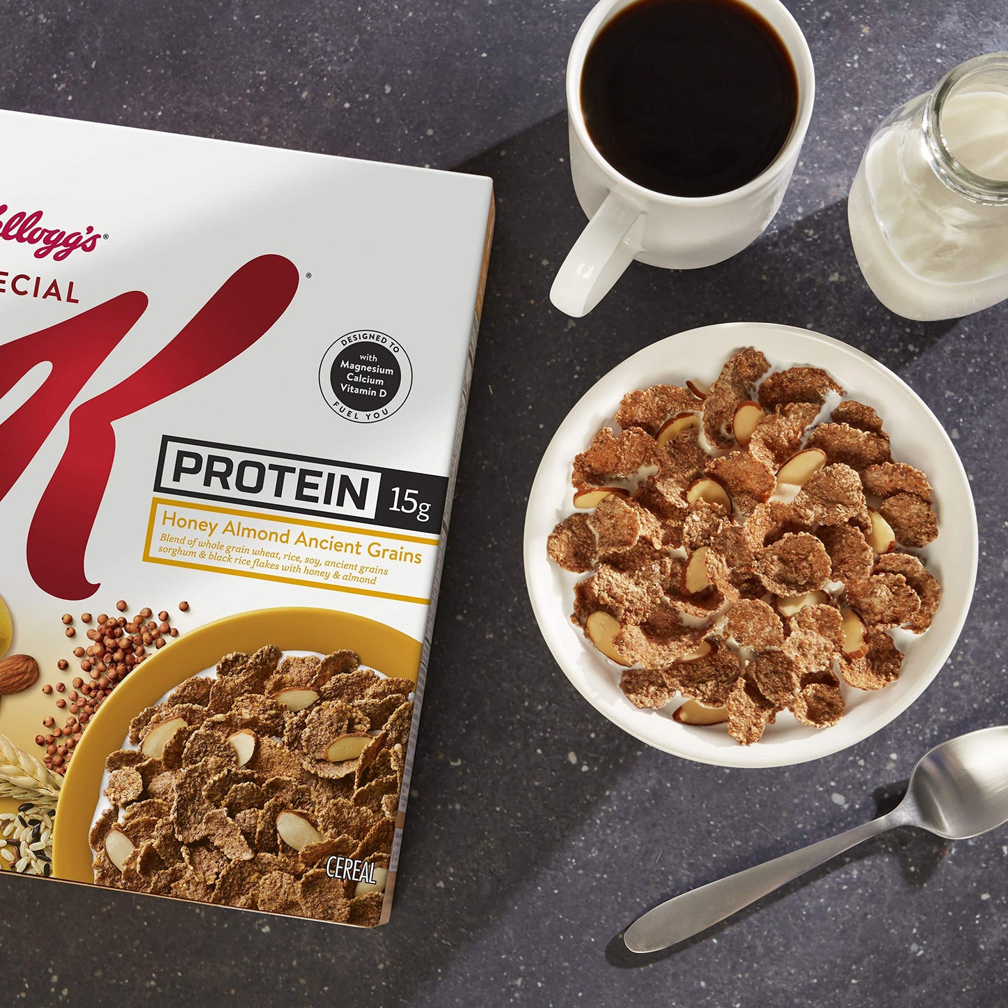 Kellogg's Special K Protein, Breakfast Cereal, Honey Almond Ancient Grains, A Good Source of 11 Vitamins and Minerals, Value Size, 17.1oz Box