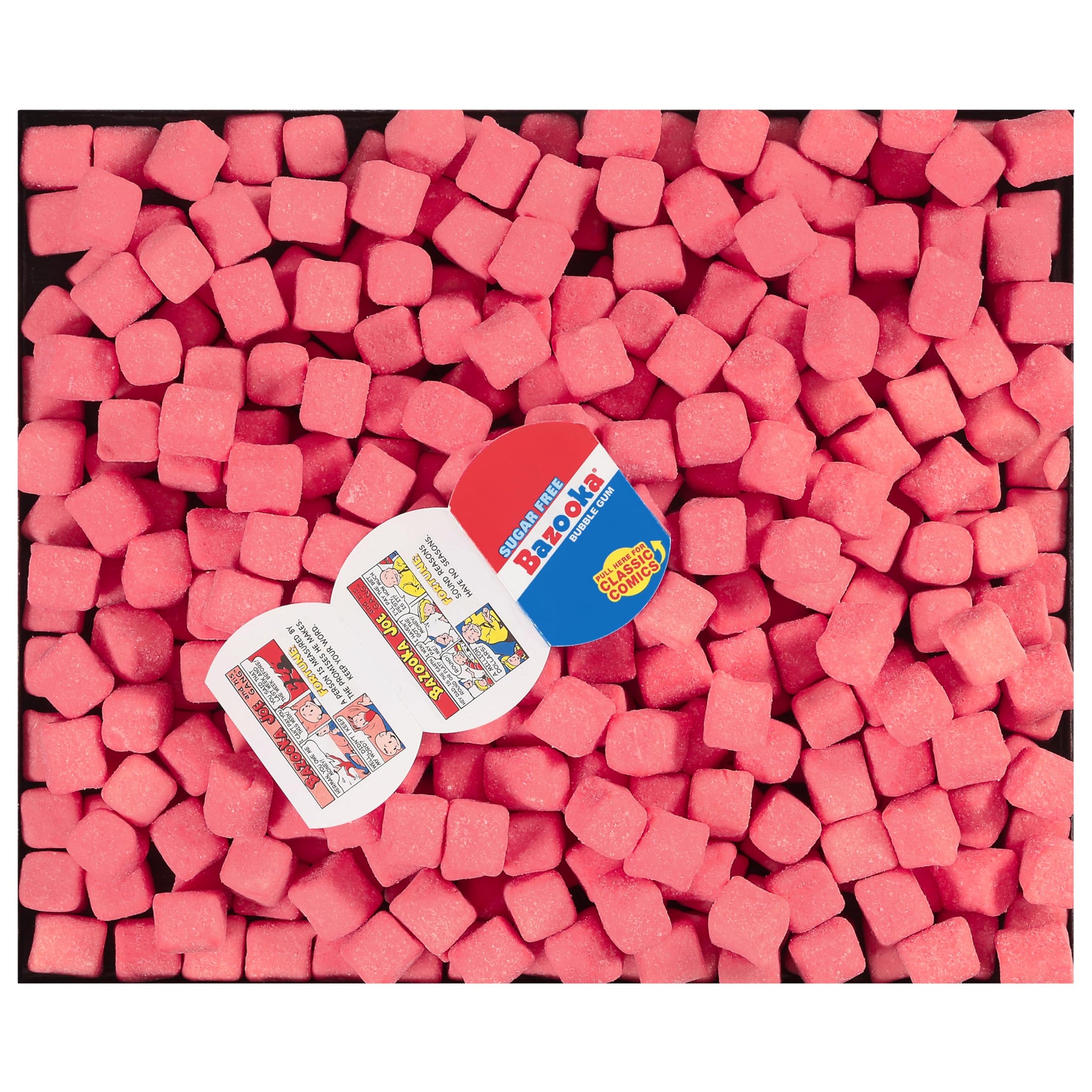 Bazooka Bubble Gum Sugar-Free Chewing Gum Cubes, Bulk in Resealable Bag, 100 Ct in Original Pink Flavor w/Bazooka Joe Comics, Baseball Party Favors