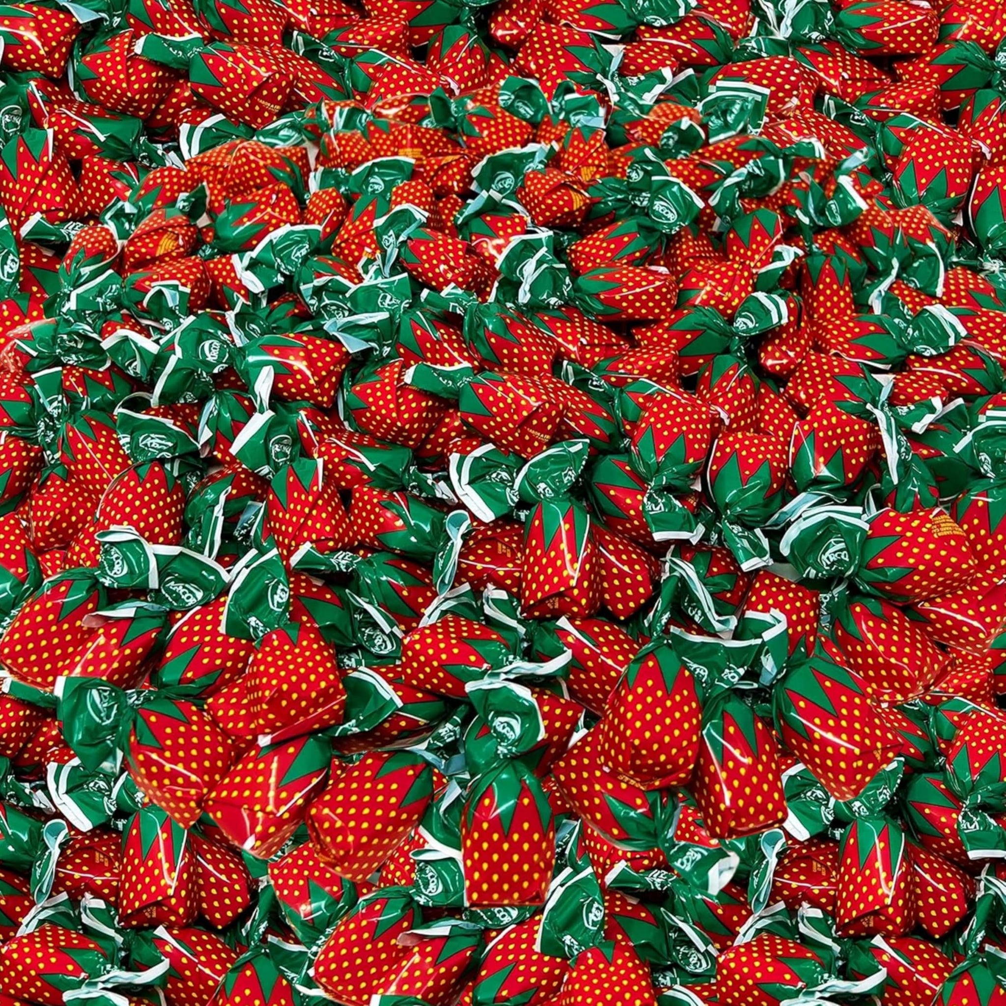Bulk Bundle Strawberry Hard Candy Filled With Real Fruit Pulp 6 lbs Bon Bons Filled With Real Pulp American Old Fashioned Vintage Candy Individually