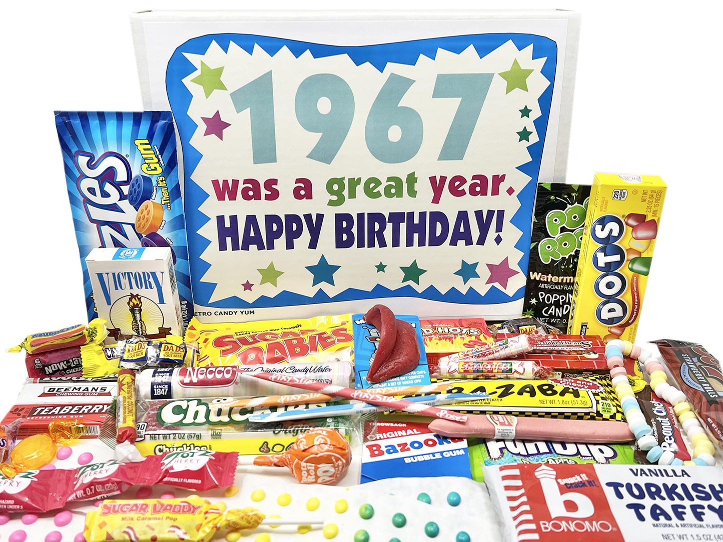 RETRO CANDY YUM ~ 1967 59th Birthday Gift Box Assortment of Nostalgic Candy from Childhood for 59 Year Old Man or Woman Born 1967