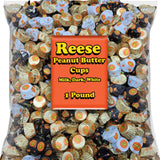 Peanut Butter Cups Assortment, 1 Lb Bulk, Individually Wrapped Milk, Dark and White Chocolate Miniatures, Variety Party Pack for Parties, Gifts