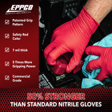EPPCO Grease Bully Red 7-Mil Diamond Textured Nitrile Gloves - Powder & Latex Free - 10 Boxes Per Case