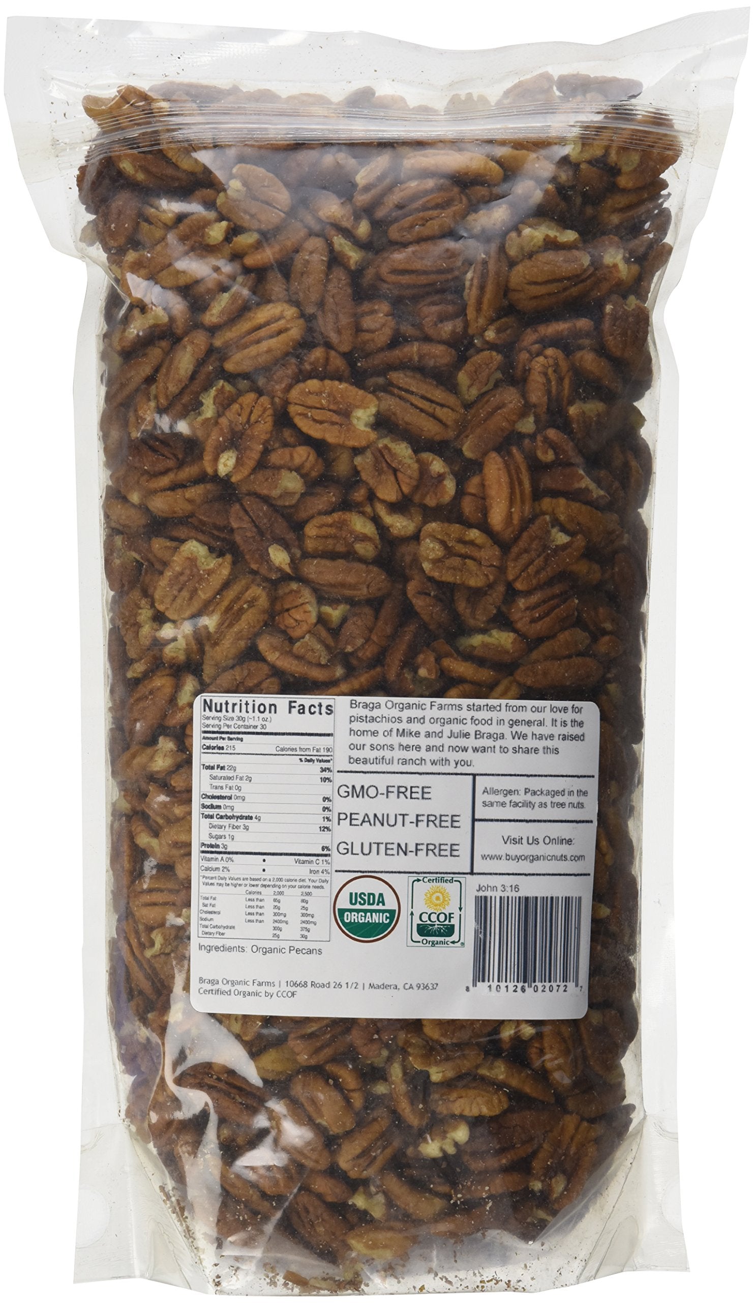 Braga Organic Farms 2 Lb Organic Raw Pecans