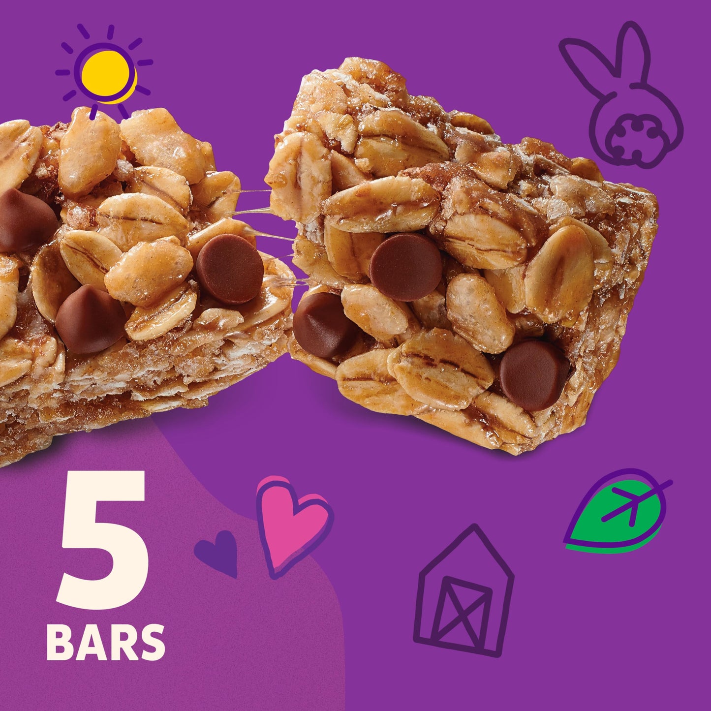 Annie's Chewy Granola Bars, Sunflower Butter Chocolate Chip, Organic Snacks, 5 Count, 4.45 oz
