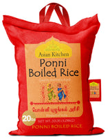 Asian Kitchen Ponni Boiled Rice 20-Pound Bag, 20lbs (9.08kg) Short Grain Par Boiled Rice ~ All Natural | Gluten Free | Vegan | Indian Origin | Export