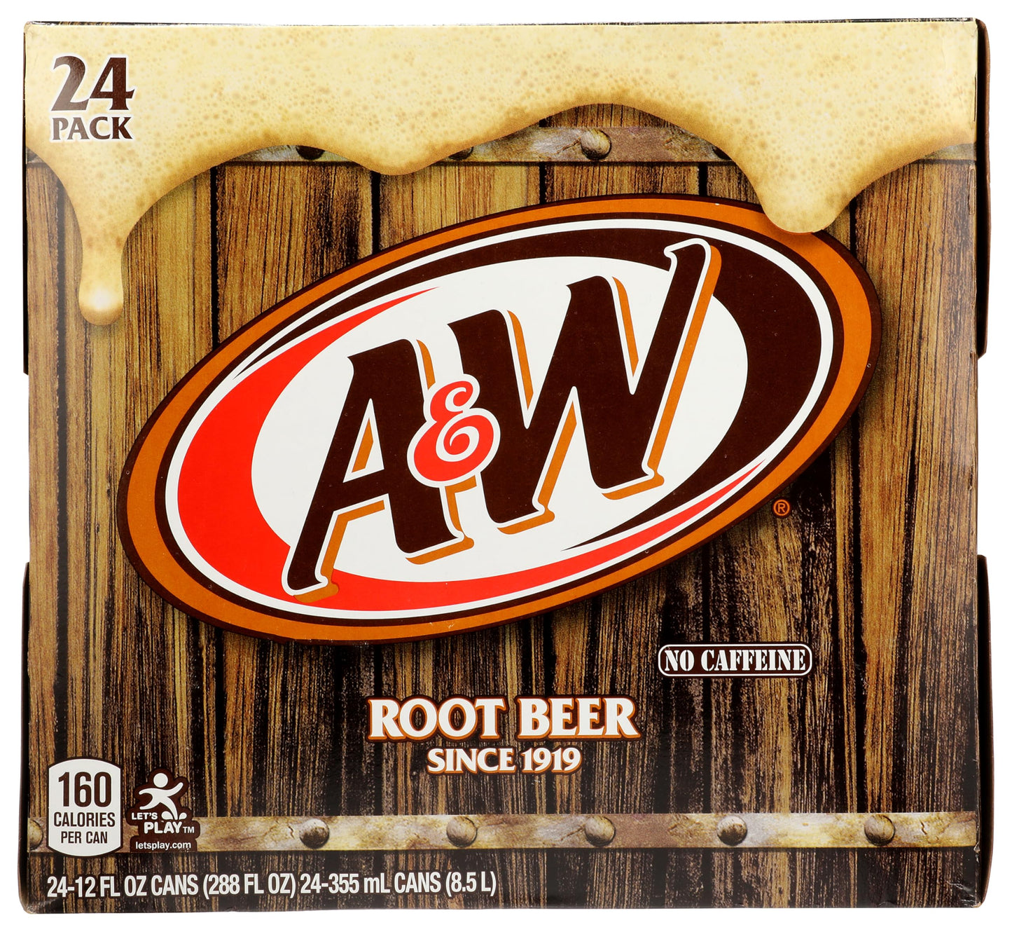 A&W Root Beer Soda, 12 fl oz cans, 24 pack