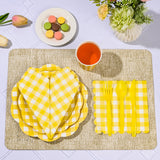 175 Pcs Yellow Gingham Plates and Napkins Party Supplies-Yellow and White Scalloped Paper Plates Disposable Plaid Cocktail Napkin Checkered Dinner