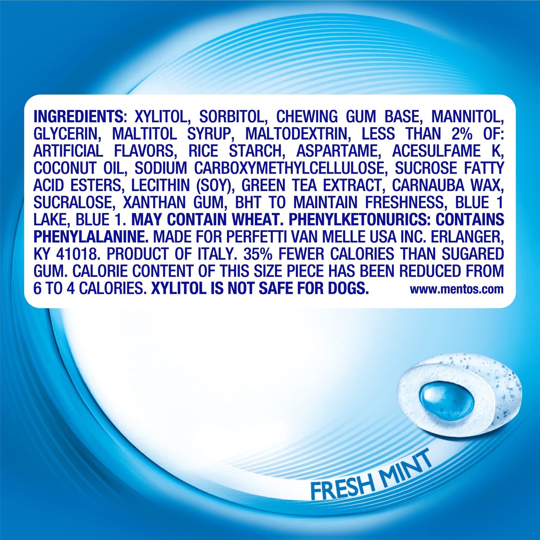 Mentos Pure Fresh Sugar-Free Chewing Gum with Xylitol, Fresh Mint, 120 Piece Resealable Bag (Pack of 1)