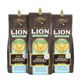 Lion Coffee 3-Pack DECAF Vanilla Macadamia Flavored Ground Coffee, Swiss Water DECAF Light Roast, Hawaiian Inspired Taste - 10 Ounce Bags (Pack